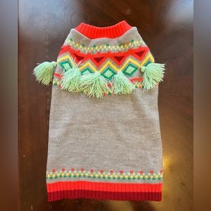 Gray with Multicolored Print Designs Dog Sweater